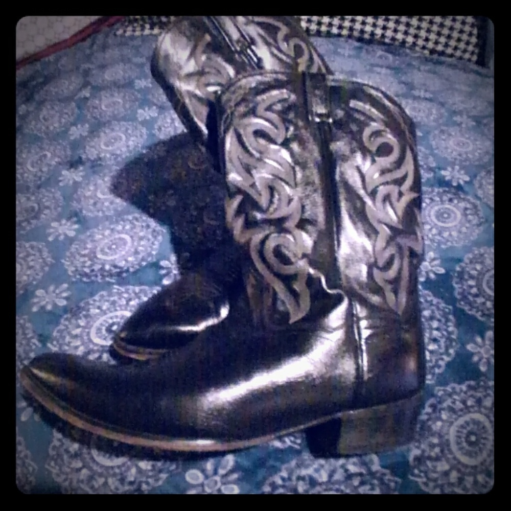 Dan Post Men's Size 15 Black Leather Cowboy Boots